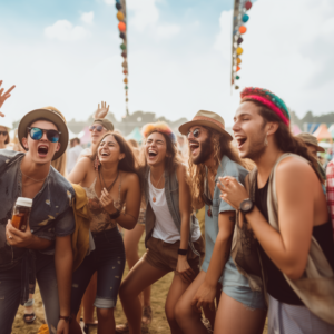 music festival full of friends